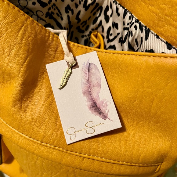Vibrant Yellow Slouchy Shoulder Bag with Ruched Details by Jessica Simpson. - Picture 6 of 12